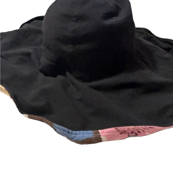 Large rim bucket sun hat floral, reversible to black - Picture 3 of 4